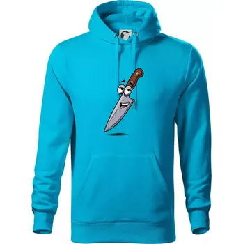 Pánská mikina Parové triko - Jablko a nůž - Mikina pánská Cape s kapucí - 5XL ( Světlý tyrkys )