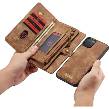 Pouzdro na mobilní telefon Pouzdro CASEME pro Apple iPhone 11 Pro Max - peněženka + odnímatelný kryt na telefon - prostor na doklady - hnědé