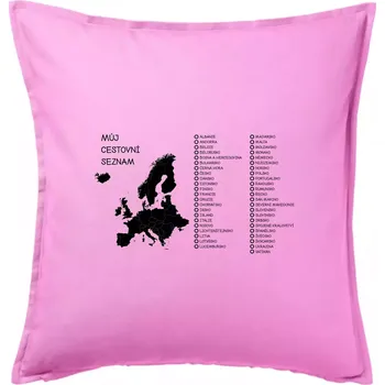 Polštář Můj cestovní seznam - Evropa - Polštář 50x50 - 50x50 - Pouze potah ( Růžová )