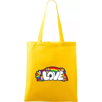 Love s duhou v pozadí - Taška bavlněná - 42 x 38 cm ( Žlutá )