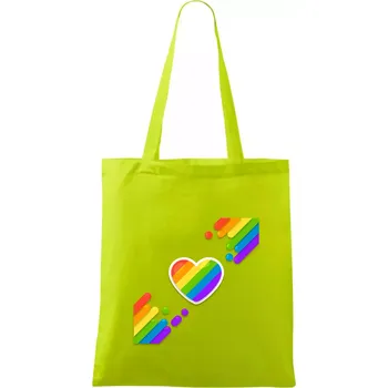 Srdce uhlopříčně - Taška bavlněná - 42 x 38 cm ( Limetková )