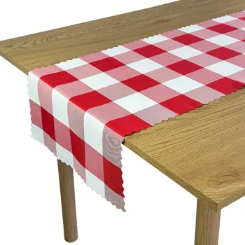 ubrus Nešpinivý Běhoun Dekorativní Běhoun Kostkovaný Bílý Červený 50x160 cm