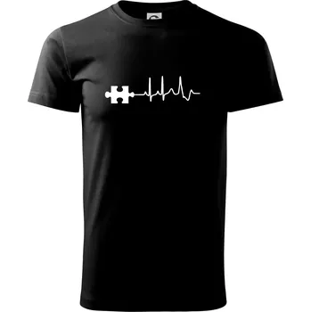 Pánské tričko EKG puzzle rozpojené - Triko extra velké (5-8XL) - 8XL ( Černá )