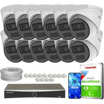 Bezpečnostní kamera Monitorovací sada 12x IPCAM-T2-P Full HD, PoE, H.265+ HiLook od Hikvision