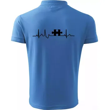 Pánská košile EKG puzzle párové - Polokošile pánská Pique Polo 203 - 4XL ( Azurově modrá )