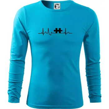 Pánské tričko EKG puzzle párové - Triko s dlouhým rukávem FIT-T long sleeve - M ( Světlý tyrkys )