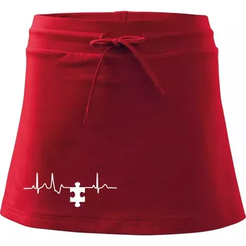 Dámská sukně EKG puzzle párové - Sportovní sukně - two in one - XS ( Červená )
