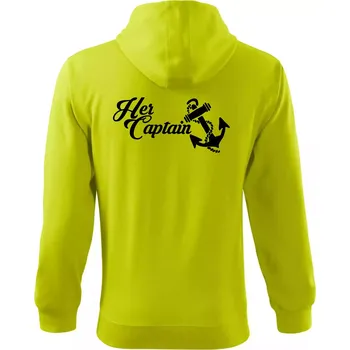 Pánská mikina Her captain - Mikina s kapucí na zip trendy zipper - 2XL ( Limetková )