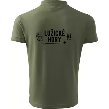 Pánská košile Lužické hory nápis - Polokošile pánská Pique Polo 203 - L ( Khaki )