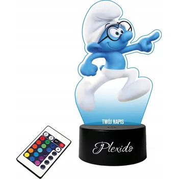 Lampička LAMPičKA na SKLE UV Pohádka Šmoulové Koumák Na Stůl LED + DÁLKOVÝ OVLADAČ 16 BAREV