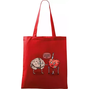 Nákupní taška Mozek a srdce - poučení (Hana-creative) - Taška bavlněná - 42 x 38 cm ( Červená )