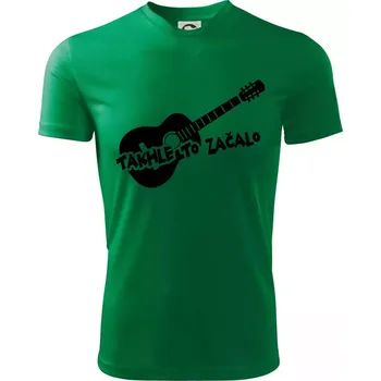 Chlapecké oblečení Kytara, takhle to všechno začalo - Dětské triko sportovní (dresovina) - 134 cm/8 let ( Středně zelená )