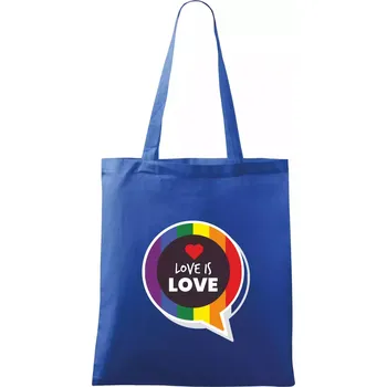 Nákupní taška Love is love bublina - Taška bavlněná - 42 x 38 cm ( Královská modrá )