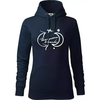 Dámská mikina The moon and back - Mikina dámská Cape s kapucí - 2XL ( Námořní modrá (velmi tmavá - téměř černá) )