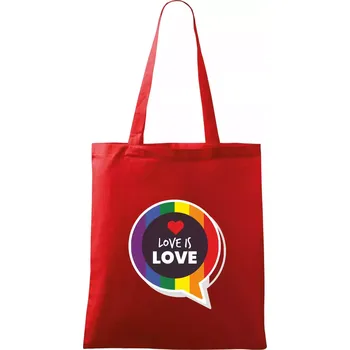 Nákupní taška Love is love bublina - Taška bavlněná - 42 x 38 cm ( Červená )