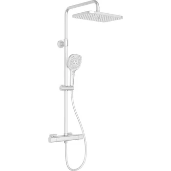 Sprchový set KFA Armatura Malaga sprchová sada na stěnu s termostatem s dešťovou sprchou bílá 5756-910-44