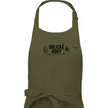 Kuchyňská zástěra Orlické hory nápis - Pánská zástěra na vaření - Univerzální velikost ( Khaki )
