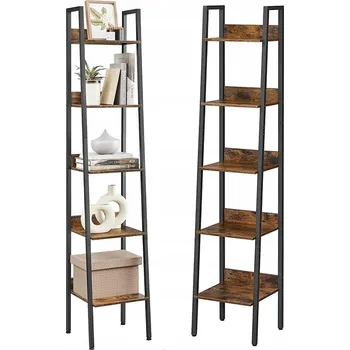 Knihovna INDUSTRIÁLNÍ KANCELÁŘSKÝ REGÁL ČERNÝ 5 POLIC ŽEBŘÍK NA KNIHY LOFT