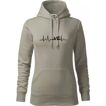 Dámská mikina EKG LOVE párové - Mikina dámská Cape s kapucí - 2XL ( Light khaki )