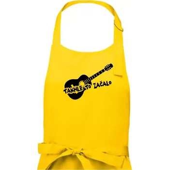 Kuchyňská zástěra Kytara, takhle to všechno začalo - Dámská zástěra na vaření - Univerzální velikost ( Žlutá )