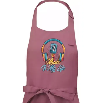 Kuchyňská zástěra Music is my life sluchátka - Pánská zástěra na vaření - Univerzální velikost ( Starorůžová )