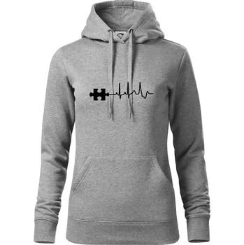 Dámská mikina EKG puzzle rozpojené - Mikina dámská Cape s kapucí - XL ( Tmavě šedý melír )