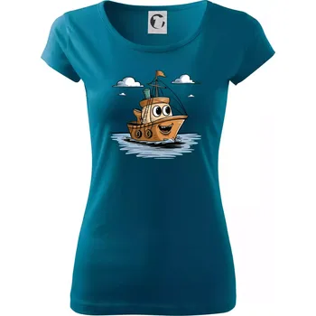 Dámské tričko Parové triko - Loď a kotva - Dámské triko Pure - 3XL ( Petrolejová )