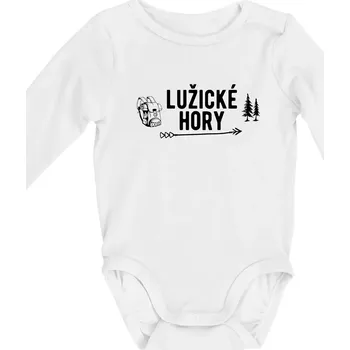 Kojenecký body Lužické hory nápis - Body kojenecké s dlouhým rukávem - Dlouhý r. do 3 měs ( Bílá )