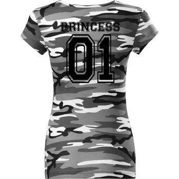 Dámské tričko Princess 01 - Dámské maskáčové triko - M ( Šedý maskáč )