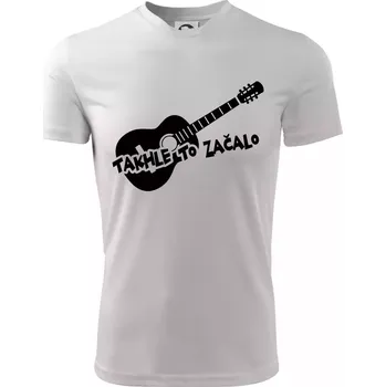 Chlapecké tričko Kytara, takhle to všechno začalo - Dětské triko sportovní (dresovina) - 146 cm/10 let ( Bílá )