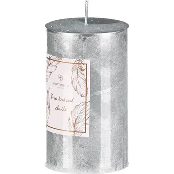 Svíčka Svíčka metalická - 10 cm, bez vůně, parafín, modrá