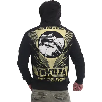 Pánská móda Mikina s kapucí Yakuza Spread - černá-žlutá,