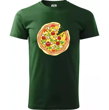 Pánské tričko Pizza + Pizza kousek - Triko extra velké (5-8XL) - 6XL ( Lahvově zelená )