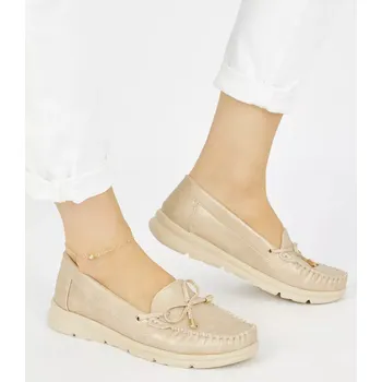 Dámské mokasíny Pěkné dámské mokasíny zlaté platforma 39