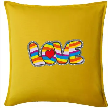 Polštář Love nápis duhový - Polštář 50x50 - 50x50 - Pouze potah ( Žlutá )