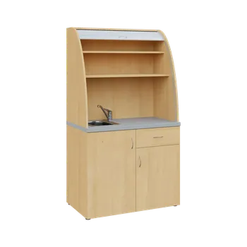 Nerezový dřez KUCH - ROUND 01 kuchyňka, (dřez + baterie) s roletou, 1800x1000x600 mm, javor horský