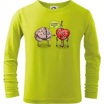 Dětská móda Mozek a srdce - poučení (Hana-creative) - Triko dětské Long Sleeve - 146 cm/10 let ( Limetková )