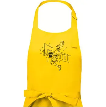Kuchyňská zástěra Basketbalista jedním tahem - výskok - Dámská zástěra na vaření - Univerzální velikost ( Žlutá )