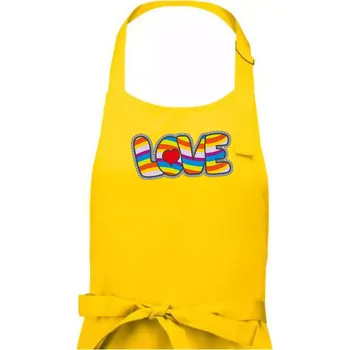 Kuchyňská zástěra Love nápis duhový - Pánská zástěra na vaření - Univerzální velikost ( Žlutá )