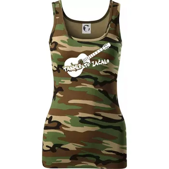 Dámské tričko Kytara, takhle to všechno začalo - Dámské Maskáčové tílko - L ( Hnědý maskáč )