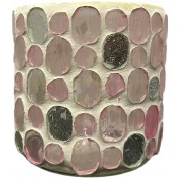 Svícen Skleněný svícen, odstíny růžové a stříbrné č. 7668