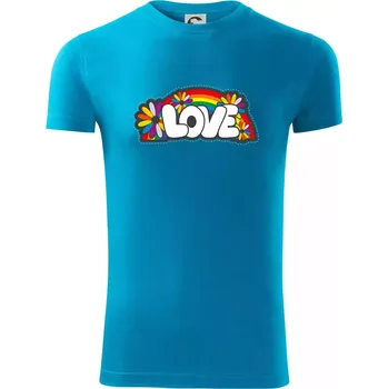 Love s duhou v pozadí - Viper FIT - Pánské zůžené tričko - 3XL ( Světlý tyrkys )