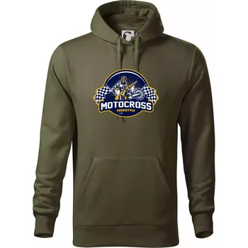 Pánská mikina Motocross freestyle kruh - Mikina pánská Cape s kapucí - 3XL ( Military )