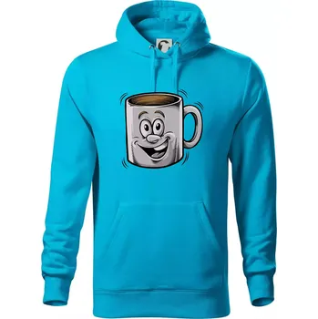 Pánská mikina Parové triko - Hrnek a čaj - Mikina pánská Cape s kapucí - 4XL ( Světlý tyrkys )
