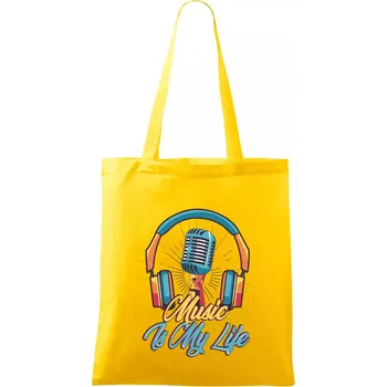 Music is my life sluchátka - Taška bavlněná - 42 x 38 cm ( Žlutá )