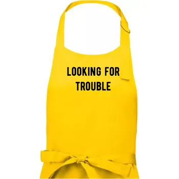 Kuchyňská zástěra Párové triko - Looking for trouble - Pánská zástěra na vaření - Univerzální velikost ( Žlutá )