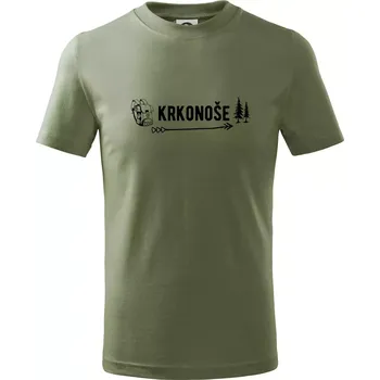 Krkonoše nápis - Tričko dětské bavlněné - 158 cm/12 let ( Khaki )