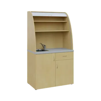 Nerezový dřez KUCH - ROUND 01 kuchyňka, (dřez + baterie) s roletou, 1800x1000x600 mm, bříza světlá