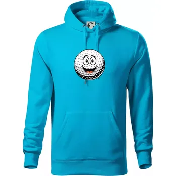 Pánská mikina Parové triko - Golfová hůl a míček - Mikina pánská Cape s kapucí - S ( Světlý tyrkys )