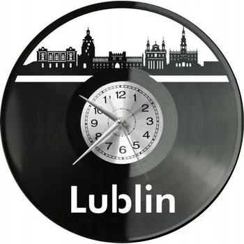Hodiny Lublin Město Polsko Nástěnné hodiny Vinylová deska Moderní Dekorativní Na